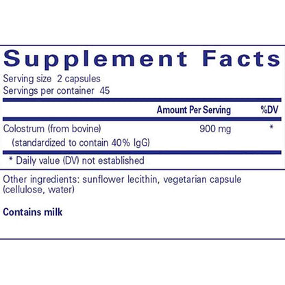 Pure Encapsulations Colostrum 40 percent IgG 90c