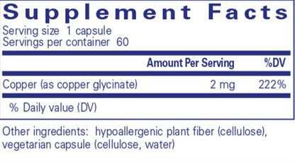 Pure Encapsulations Copper glycinate 60c