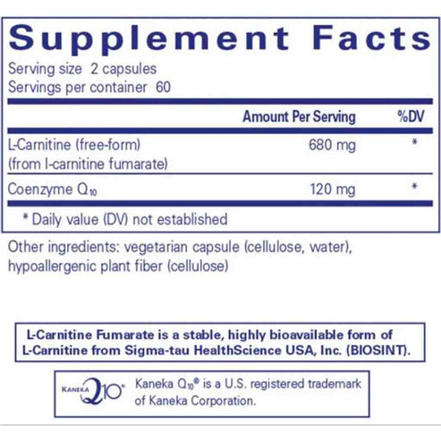 Pure Encapsulations CoQ10 l-Carnitine Fumarate 120