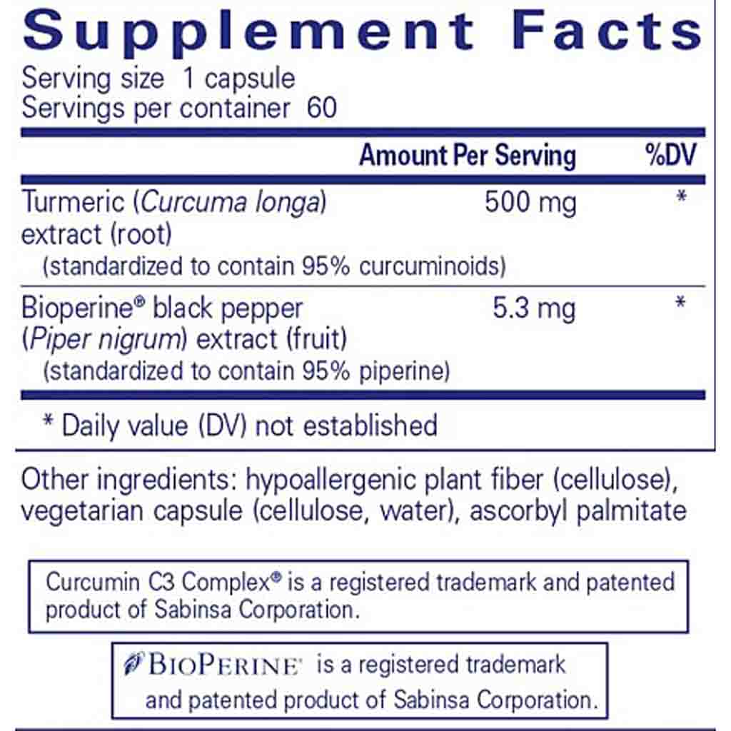 Pure Encapsulations Curcumin 500 with Bioperine 60c