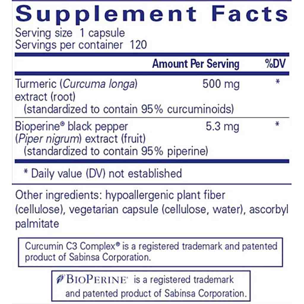 Pure Encapsulations Curcumin 500 with Bioperine 120c