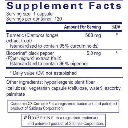 Pure Encapsulations Curcumin 500 with Bioperine 120c