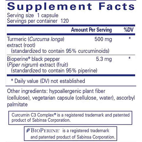 Pure Encapsulations Curcumin 500 with Bioperine 120c