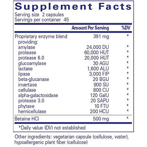 Pure Encapsulations Digestive Enzymes Ultra with Betaine HCL 90C