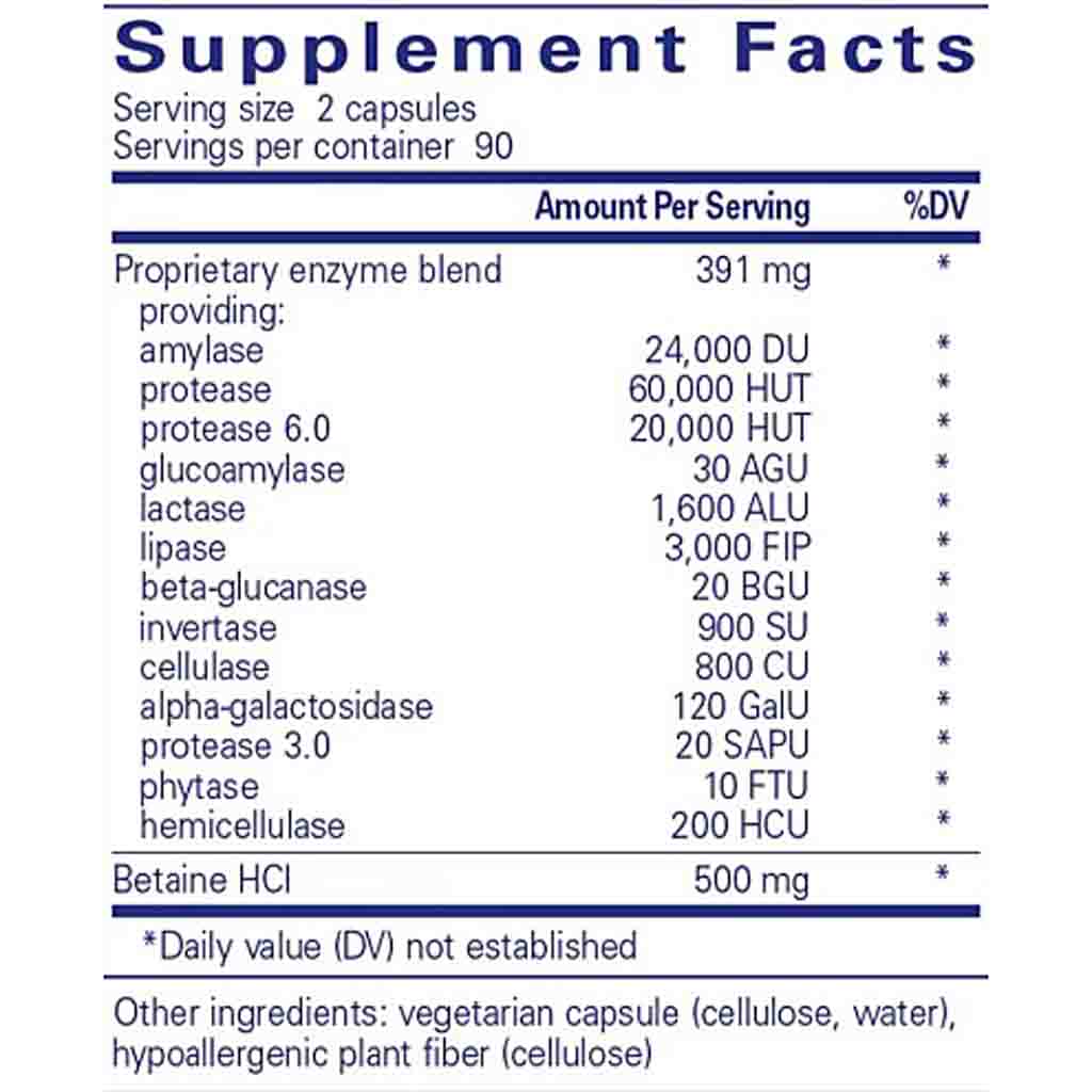 Pure Encapsulations Digestive Enzymes Ultra with Betaine HCL 180C