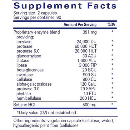 Pure Encapsulations Digestive Enzymes Ultra with Betaine HCL 180C