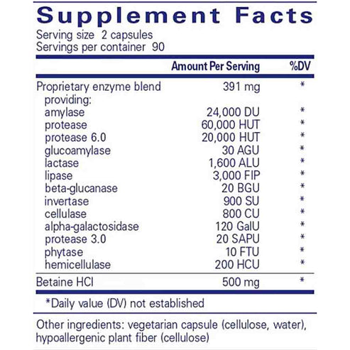 Pure Encapsulations Digestive Enzymes Ultra with Betaine HCL 180C