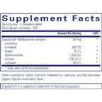 Supplement facts label for DigeZyme multienzyme complex on a white background