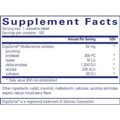Pure Encapsulations Digestive Enzyme Chewables 100 chewable tablets