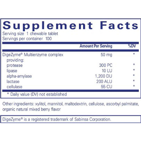 Pure Encapsulations Digestive Enzyme Chewables 100 chewable tablets