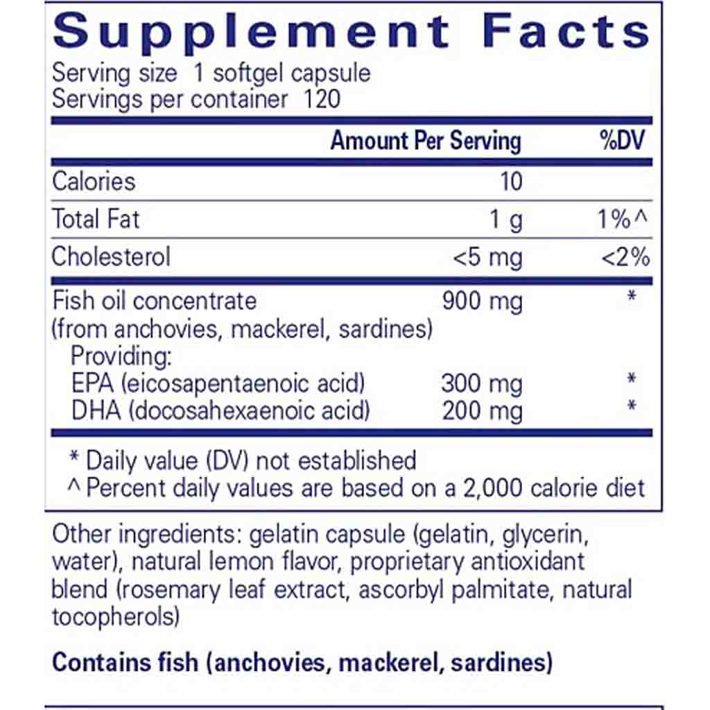 Pure Encapsulations EPA/DHA with lemon 120 softgels