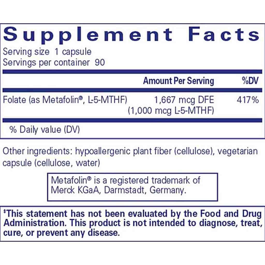 Pure Encapsulations Folate 1000mcg 90c