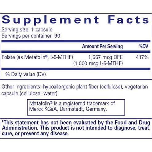 Pure Encapsulations Folate 1000mcg 90c