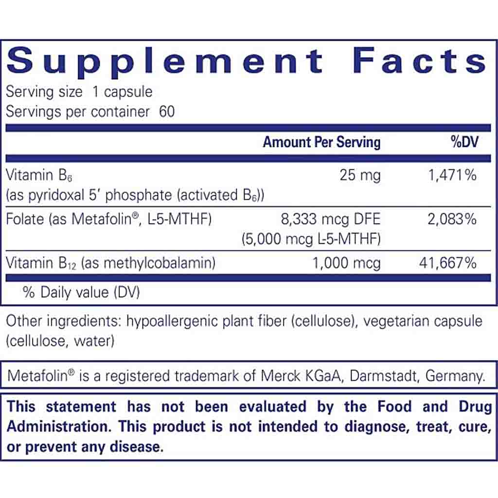 Pure Encapsulations Folate 5,000 Plus 60c