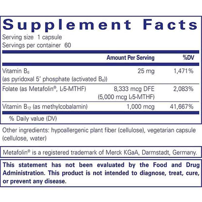 Pure Encapsulations Folate 5,000 Plus 60c
