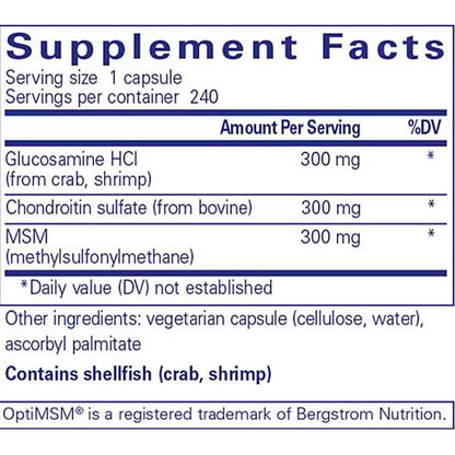 Pure Encapsulations Glucosamine Chondroitin with MSM 240c