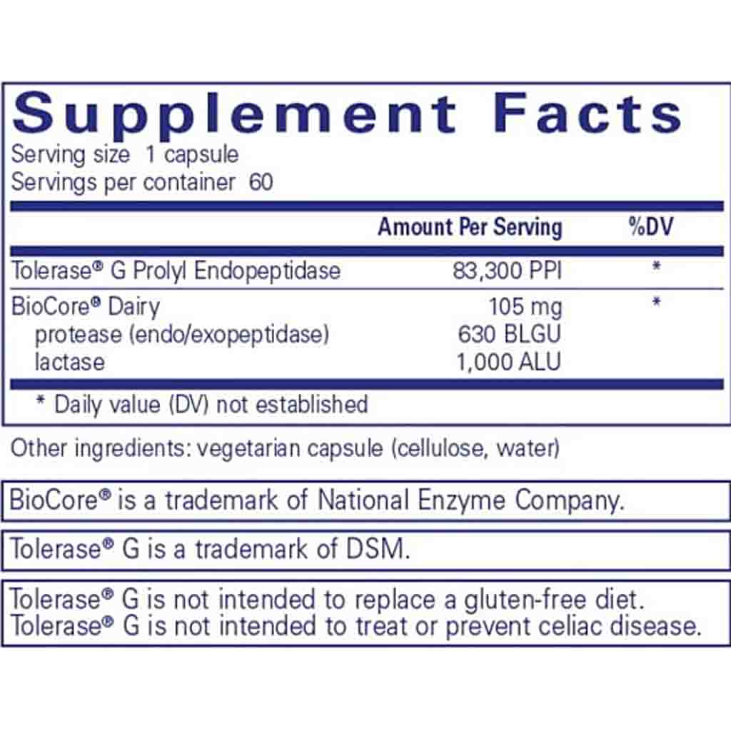 Pure Encapsulations Gluten/Dairy Digest 60c