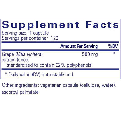 Pure Encapsulations Grape Pip 500mg 120c