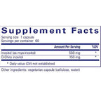 Supplement facts label for a capsule product with specified ingredients and dosages.