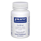 White bottle of Pure Encapsulations Iodine supplement on a white background