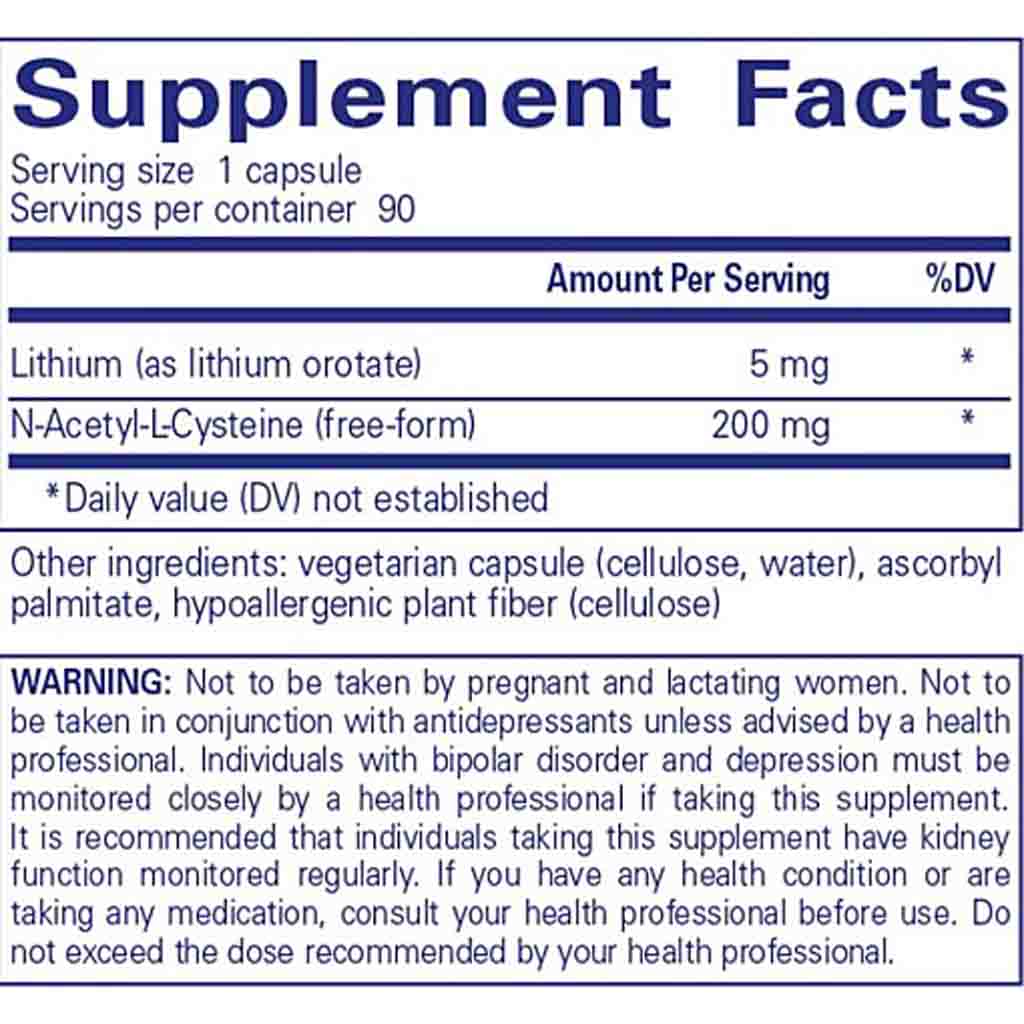 Pure Encapsulations Lithium Orotate 5mg 90c