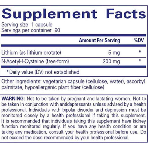 Pure Encapsulations Lithium Orotate 5mg 90c