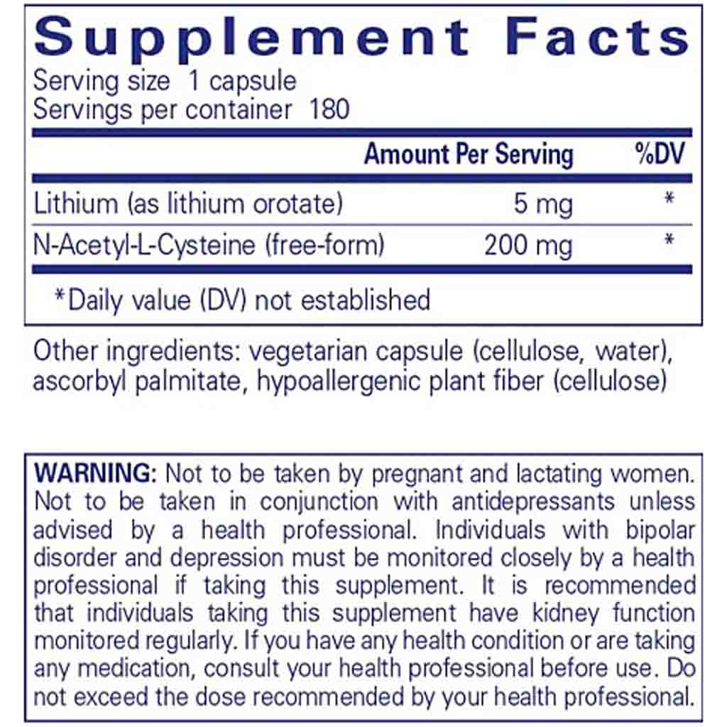 Pure Encapsulations Lithium Orotate 5mg 180c