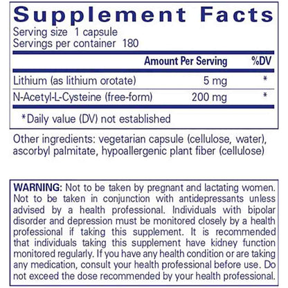 Pure Encapsulations Lithium Orotate 5mg 180c