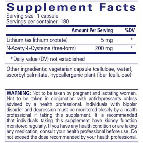Pure Encapsulations Lithium Orotate 5mg 180c