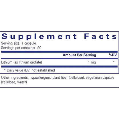 Pure Encapsulations Lithium Orotate 1 mg 90caps