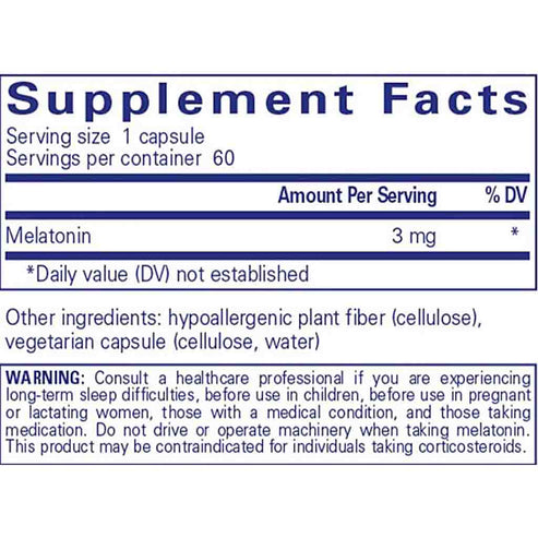 Pure Encapsulations Melatonin 3mg 60c