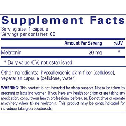 Pure Encapsulations Melatonin 20mg 60c
