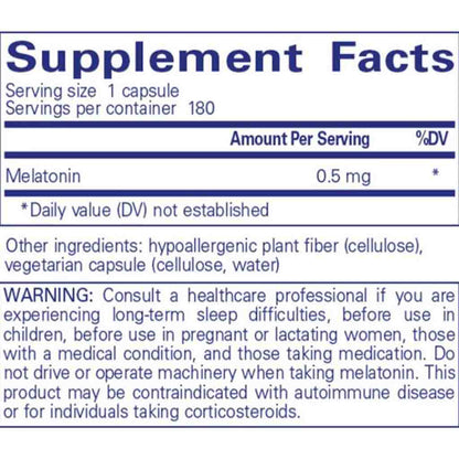 Pure Encapsulations Melatonin 0.5mg 180c