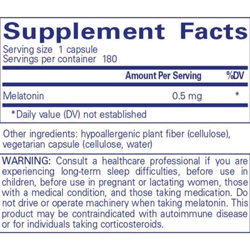 Pure Encapsulations Melatonin 0.5mg 180c