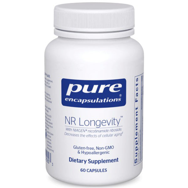 Pure Encapsulations NR Longevity  for cellular aging support, replenish NAD, antioxidant, front label