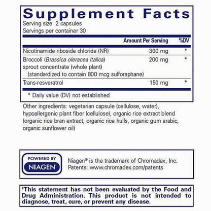 Pure Encapsulations NR Longevity  for cellular aging support, ingredient label replenish NAD, antioxidant