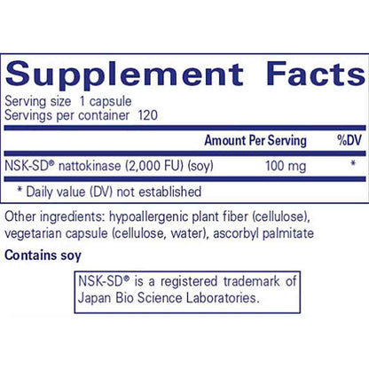 Pure Encapsulations NSK-SD (Nattokinase) 100mg 120c