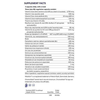 Pure Encapsulations Nutrient 950 A w/o copper & iron 180c