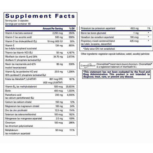 Pure Encapsulations Nutrient 950 without Copper, Iron & Iodine 180c