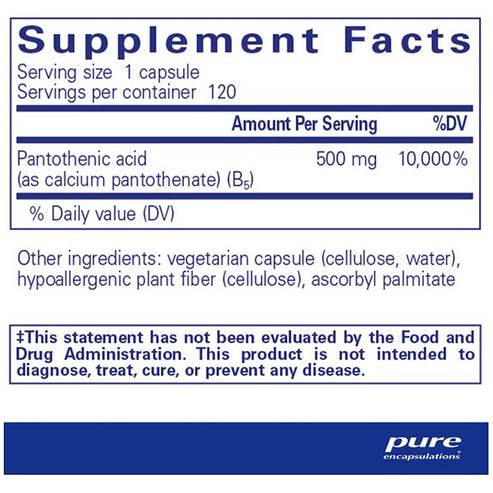 Pure Encapsulations Pantothenic Acid 120 caps