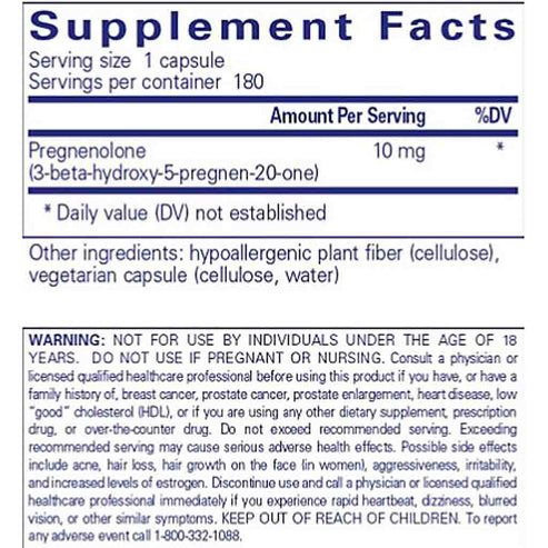 Pure Encapsulations Pregnenolone 10mg 180c