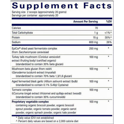 Supplement facts label with detailed nutritional information on a white background