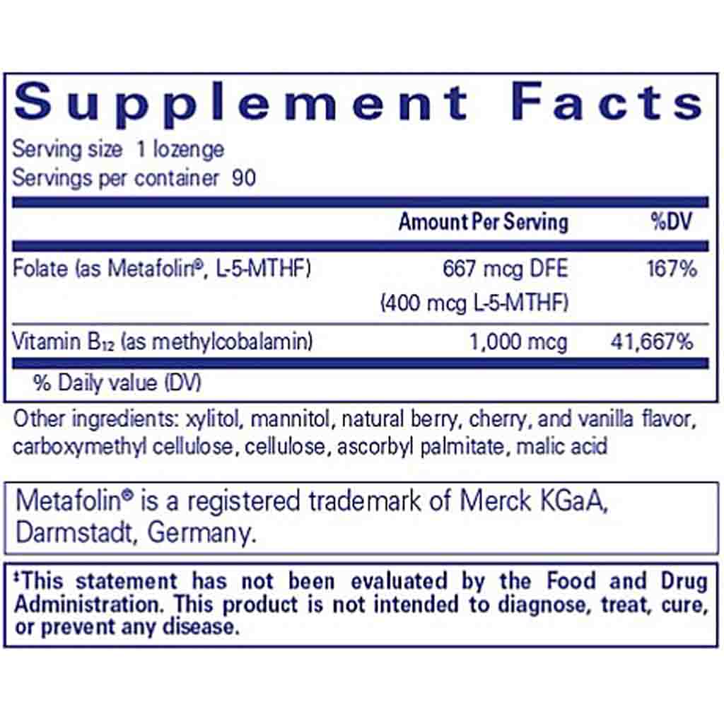 Pure Encapsulations PureMelt B12 Folate 90 loz