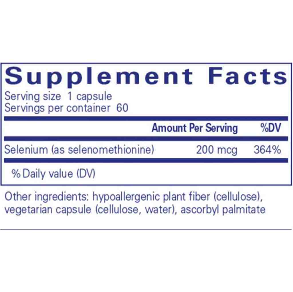 Pure Encapsulations Selenium (selenomethionine) 200mcg 60c