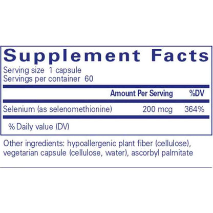 Pure Encapsulations Selenium (selenomethionine) 200mcg 60c