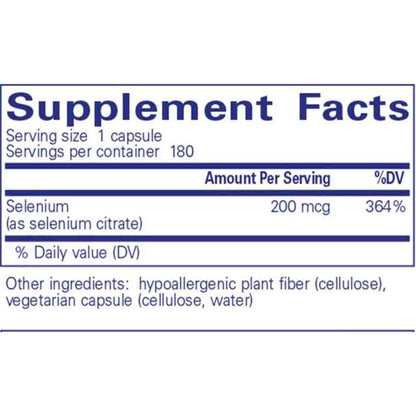 Pure Encapsulations Selenium (citrate) 200mcg 180c