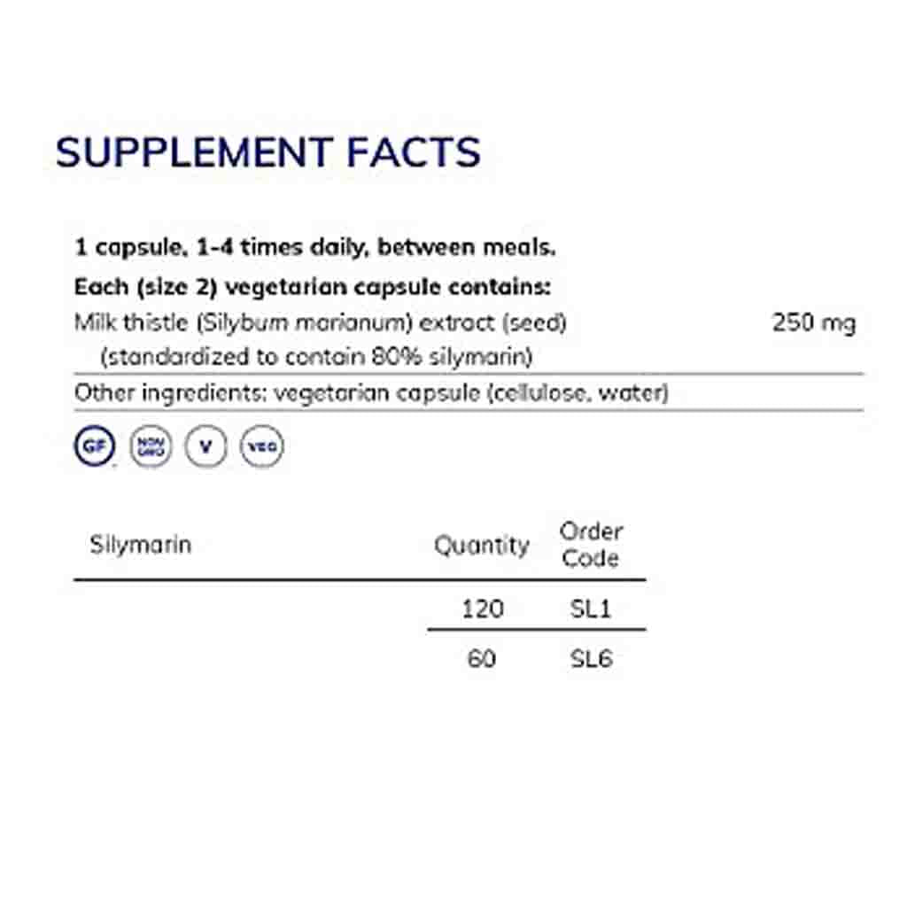 Pure Encapsulations Silymarin (milk thistle) 60c