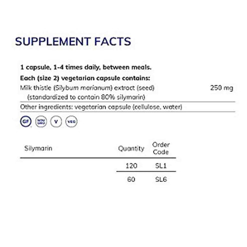 Pure Encapsulations Silymarin (milk thistle) 60c
