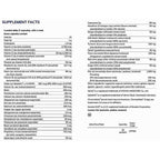 Supplement facts label with detailed nutritional information on a white background