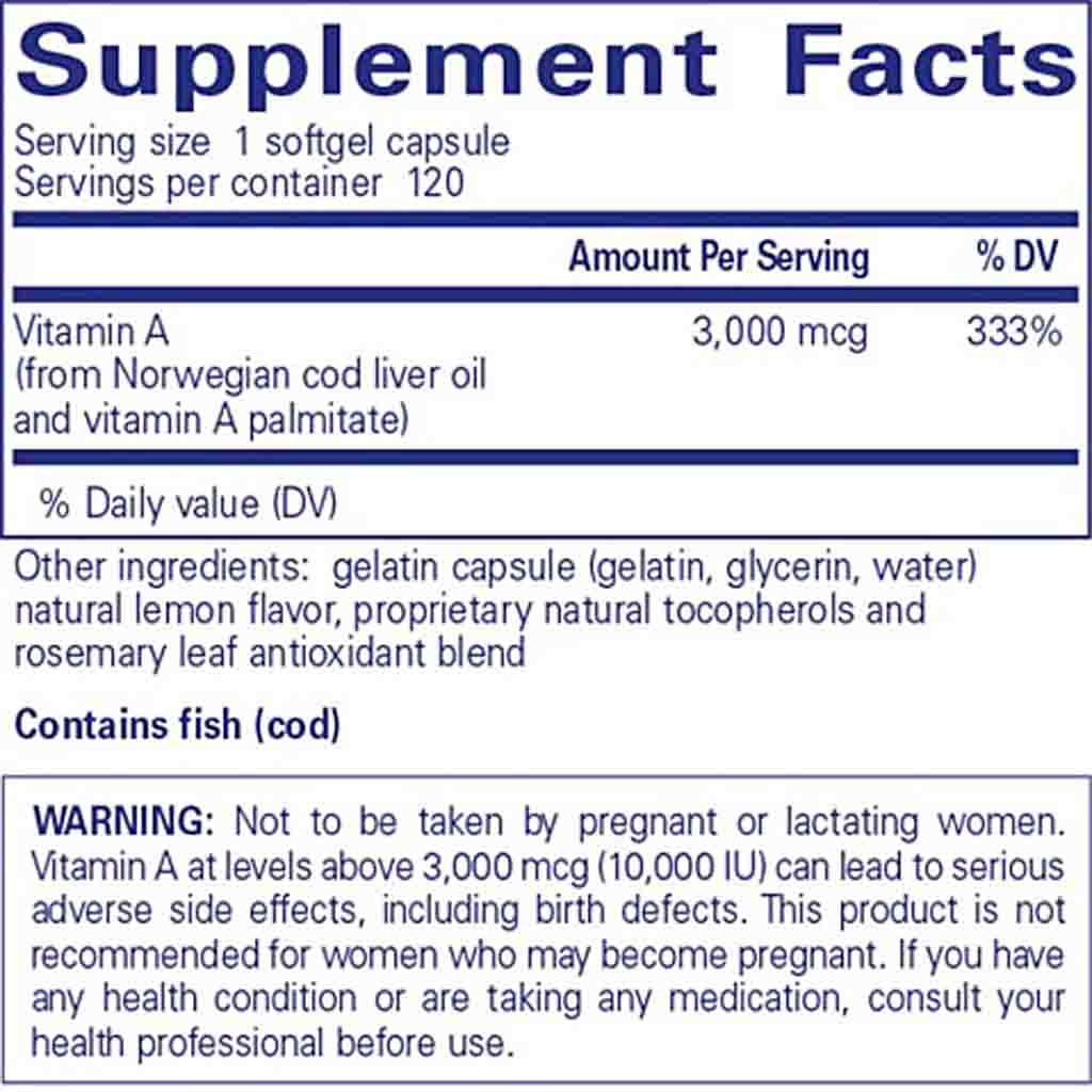 Pure Encapsulations Vitamin A 3,000 mcg (10,000 IU) 120sg